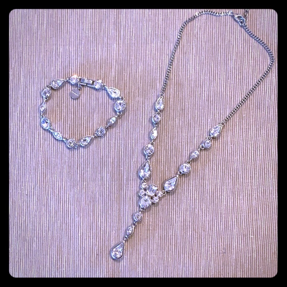 Givenchy Silver Crystal Necklace & Bracelet Set